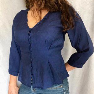 Navy blue button down blouse